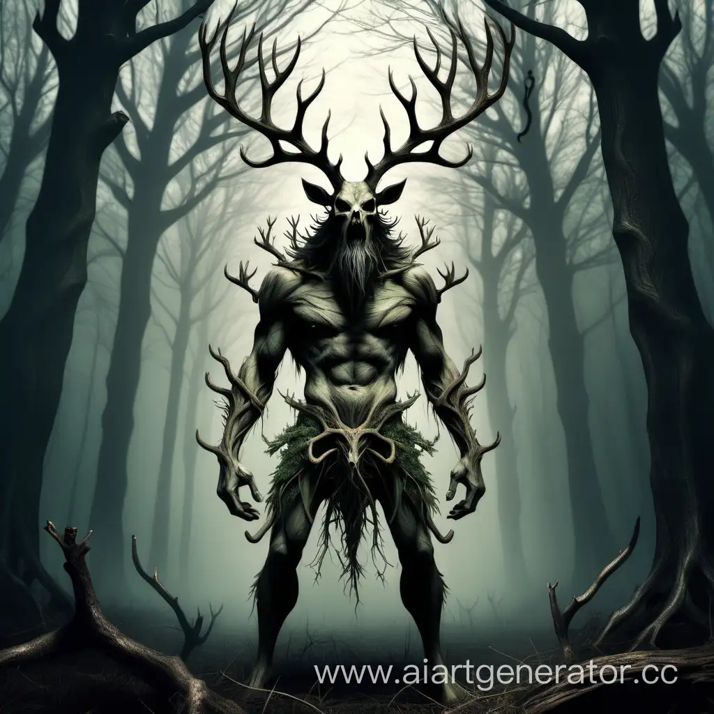 Enigmatic-Leshy-with-Deer-Antlers-in-a-Dark-Forest