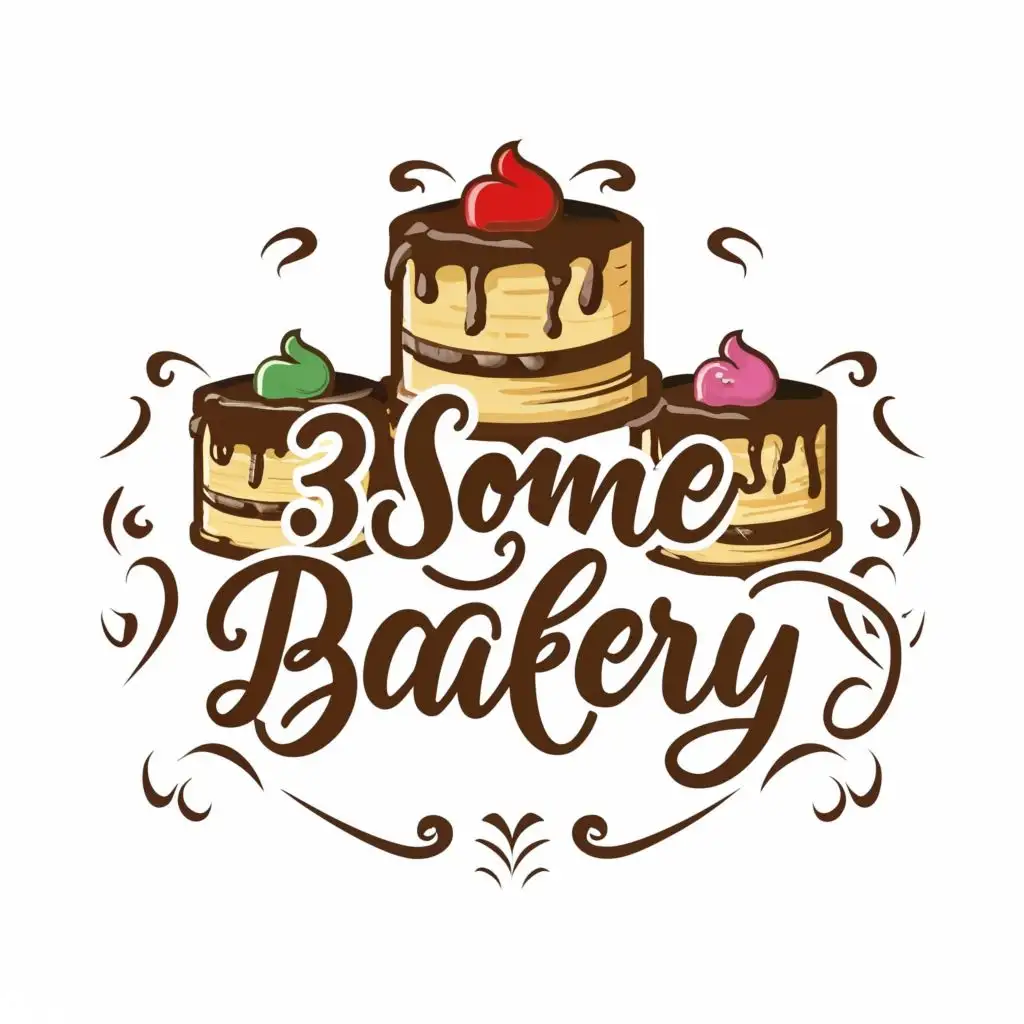 LOGO-Design-for-3-Some-Bakery-Whimsical-Trio-of-Cakes-with-Playful-Typography