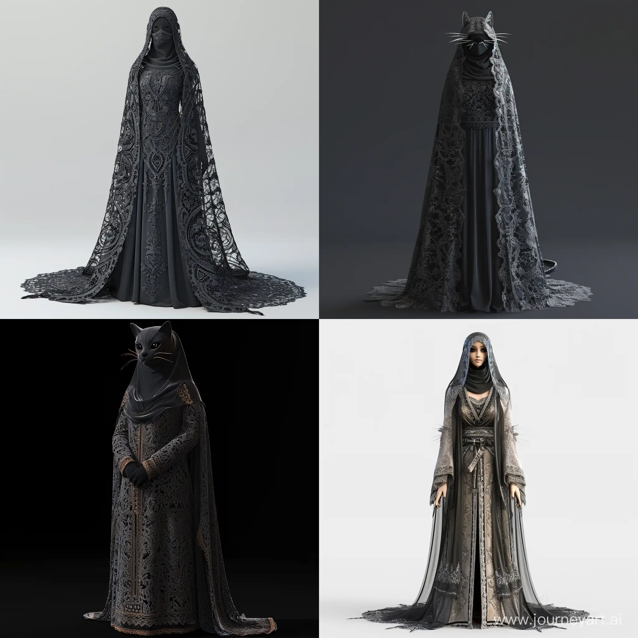Lace abaya with whiskers full body 3d beautiful avatar 