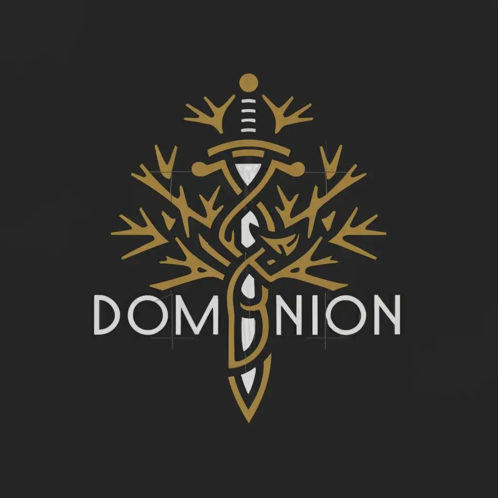 a logo design,with the text "Dread", main symbol:long sword made with the tree of life and thorn,complex,clear background