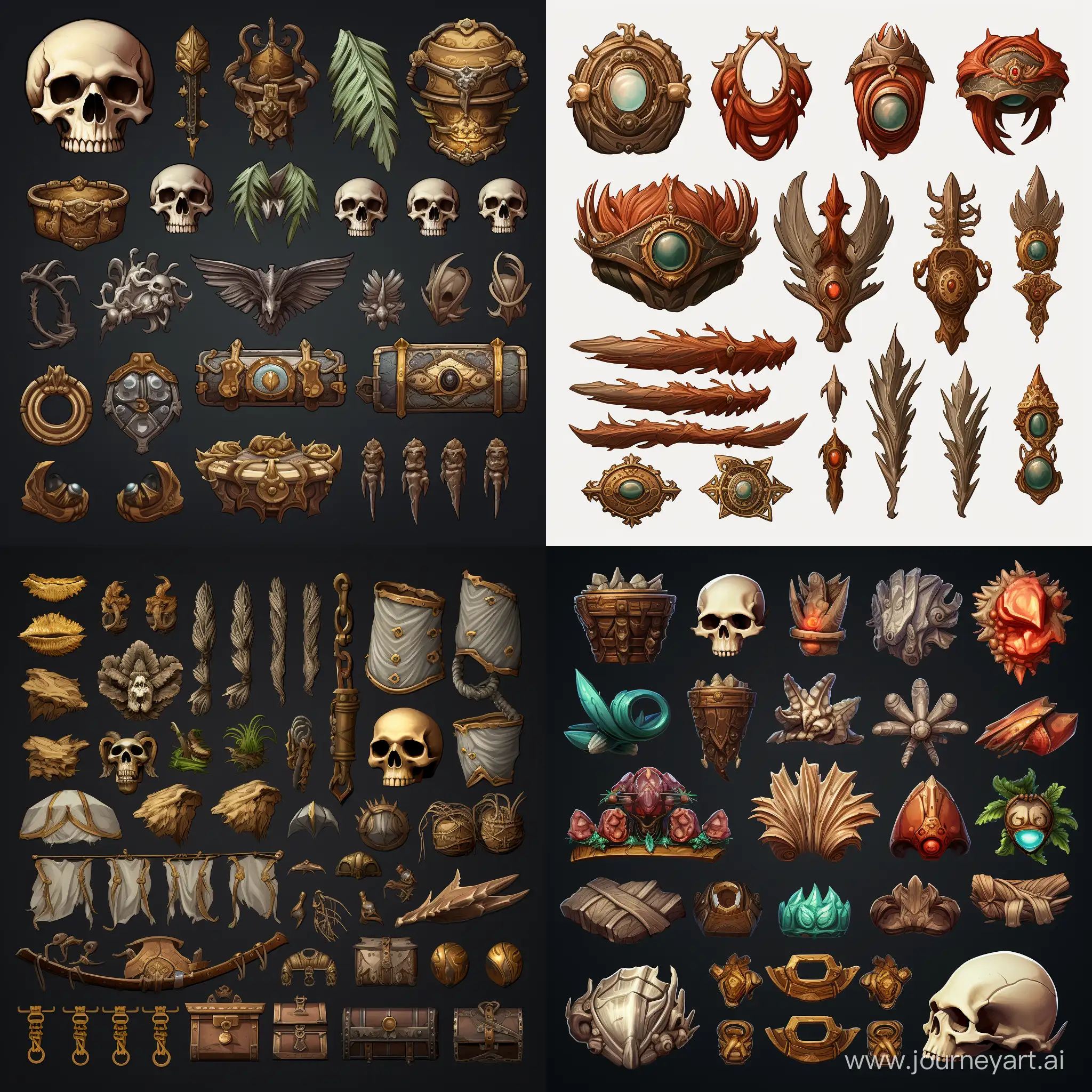 Fantasy-Items-Spritesheet-with-Masks-Rings-Scrolls-and-Chests