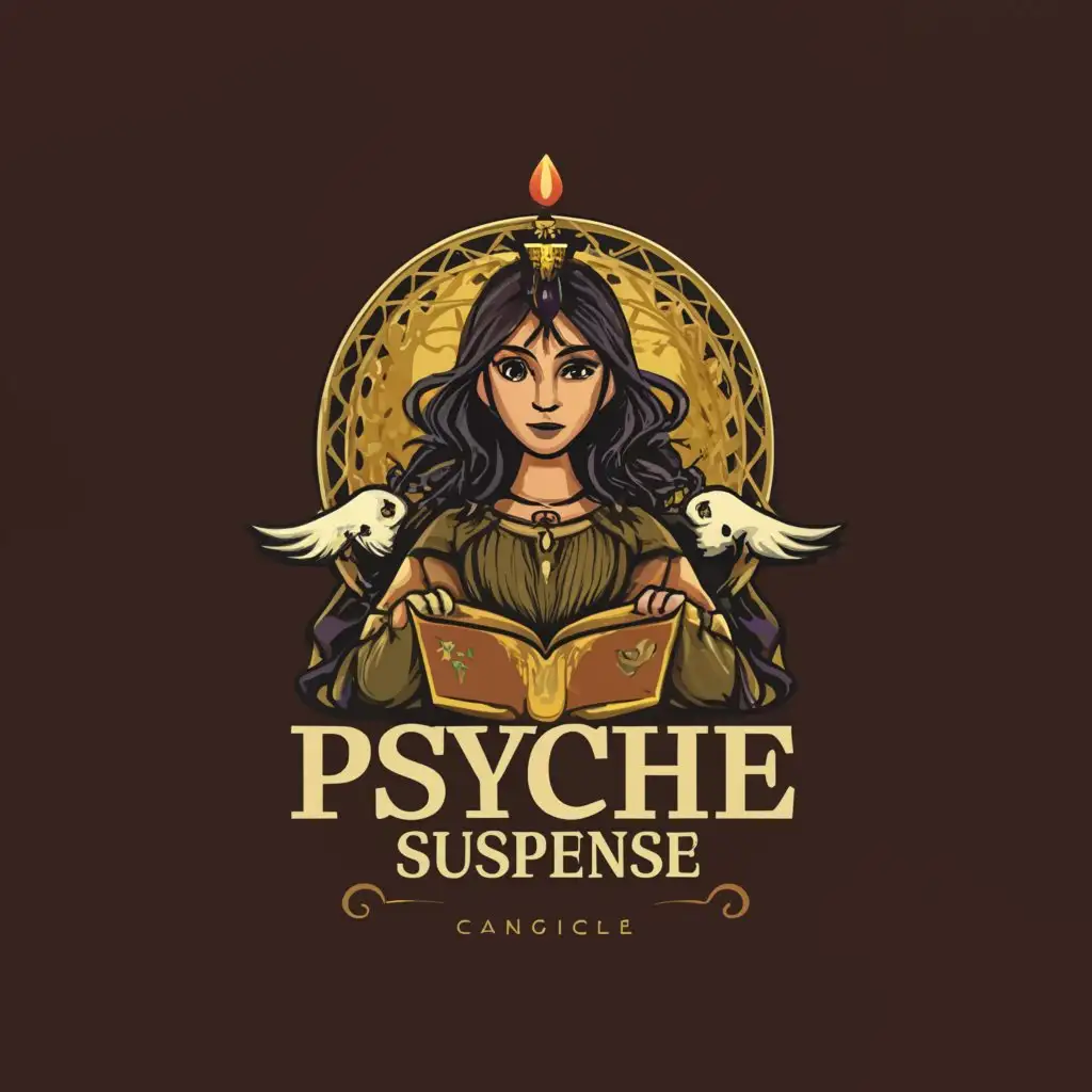 a logo design,with the text "psyche suspense", main symbol:wise girl dark,Moderate,clear background