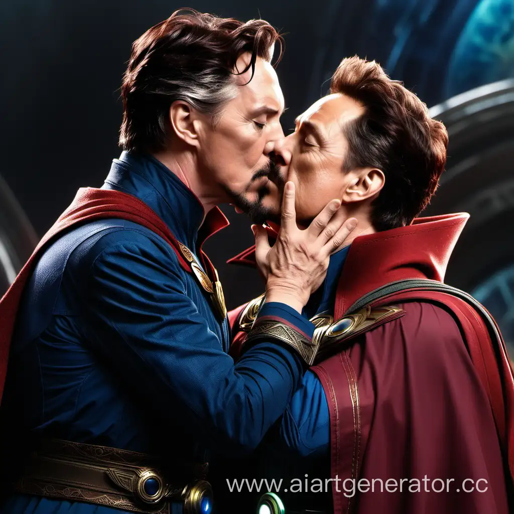 Romantic-Encounter-Doctor-Strange-and-Tony-Stark-Share-a-Passionate-Kiss