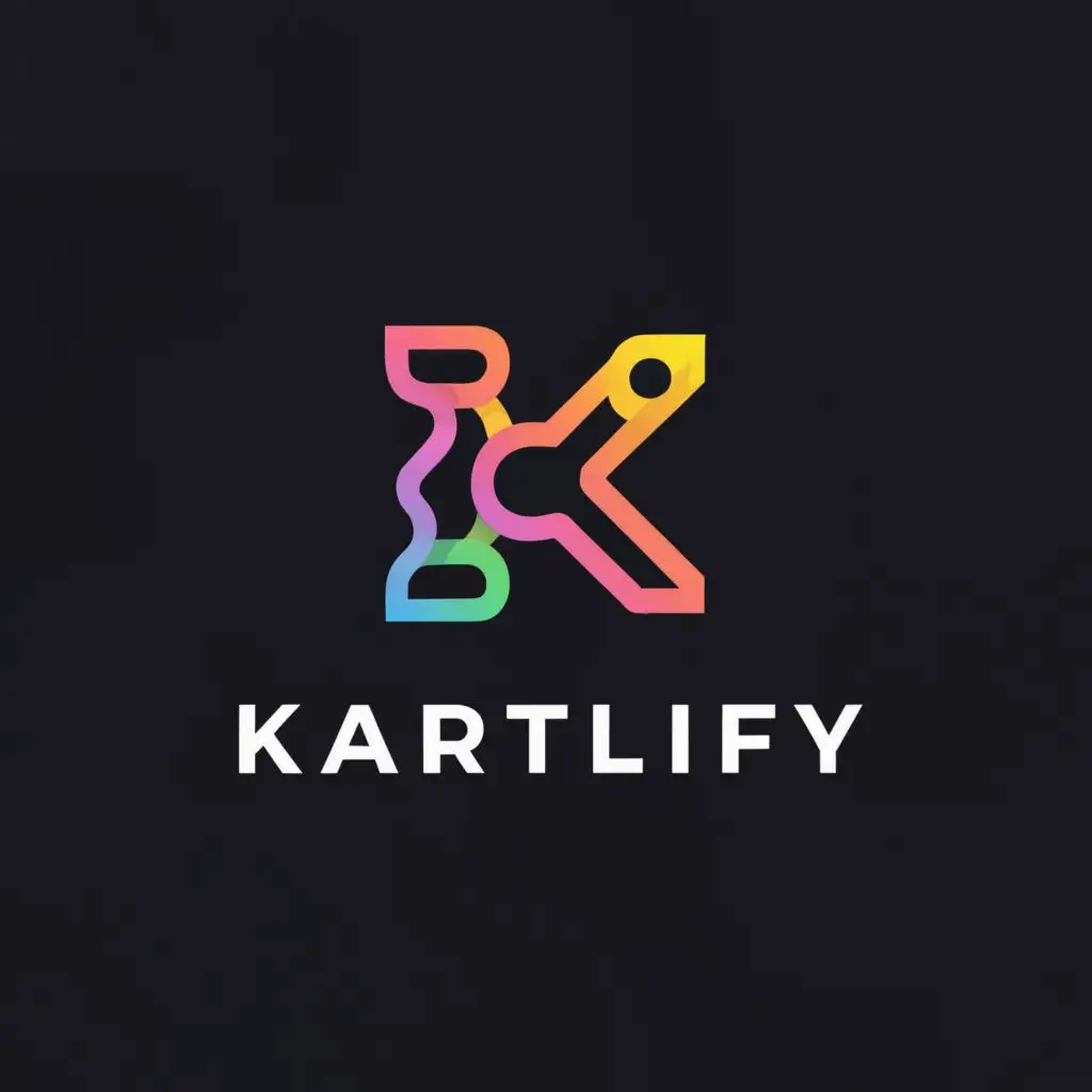 a logo design,with the text "K", main symbol:a e-commerce based company named 'KARTLIFY' , black background,Moderate,clear background