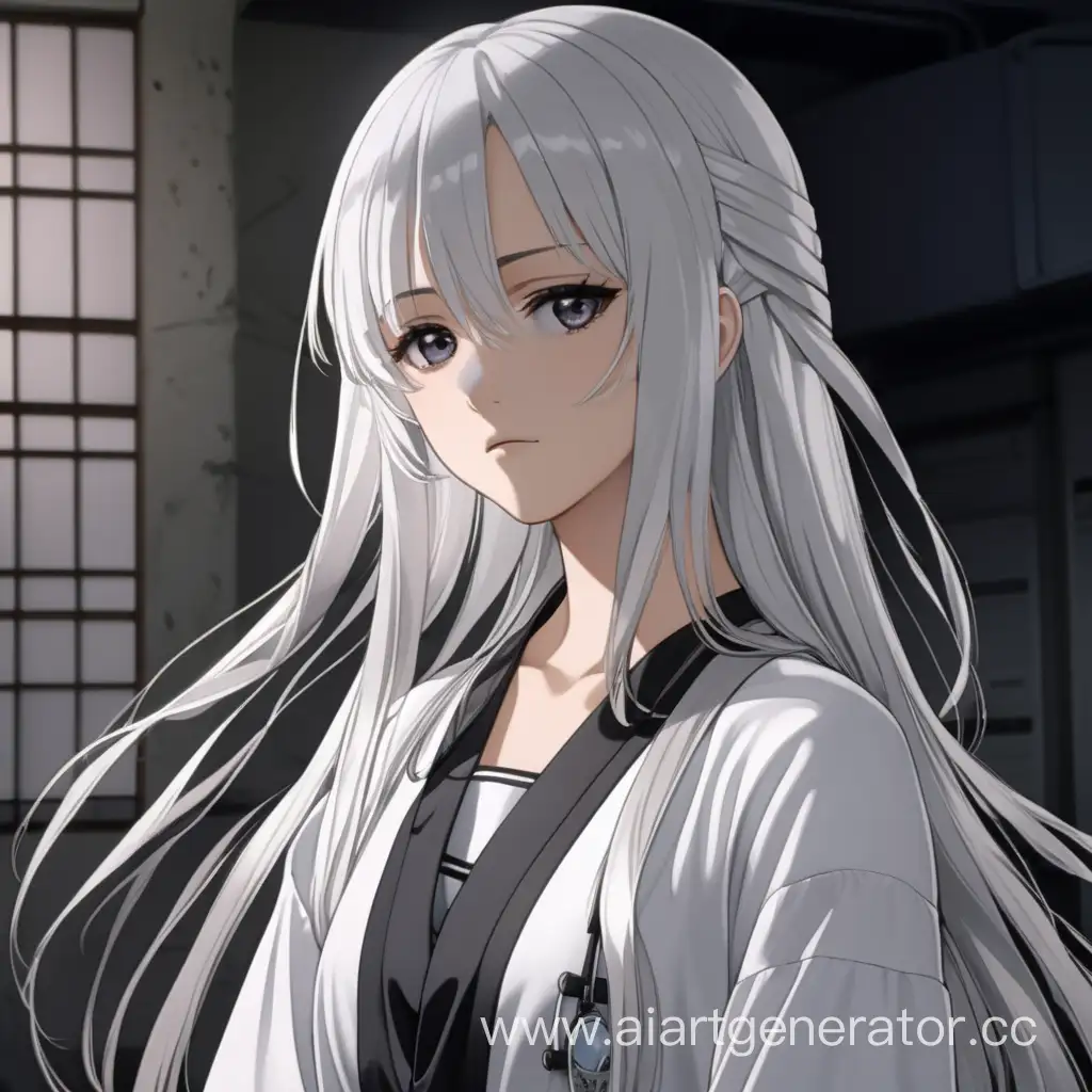 Aesthetic-Anime-Girl-in-White-Medical-Gown-with-Emptied-Gaze