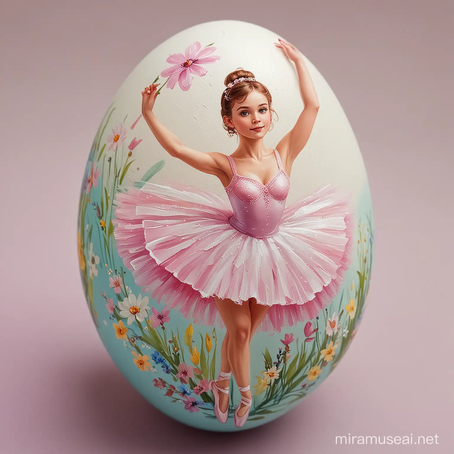 Graceful Ballerina Painted on Easter Egg