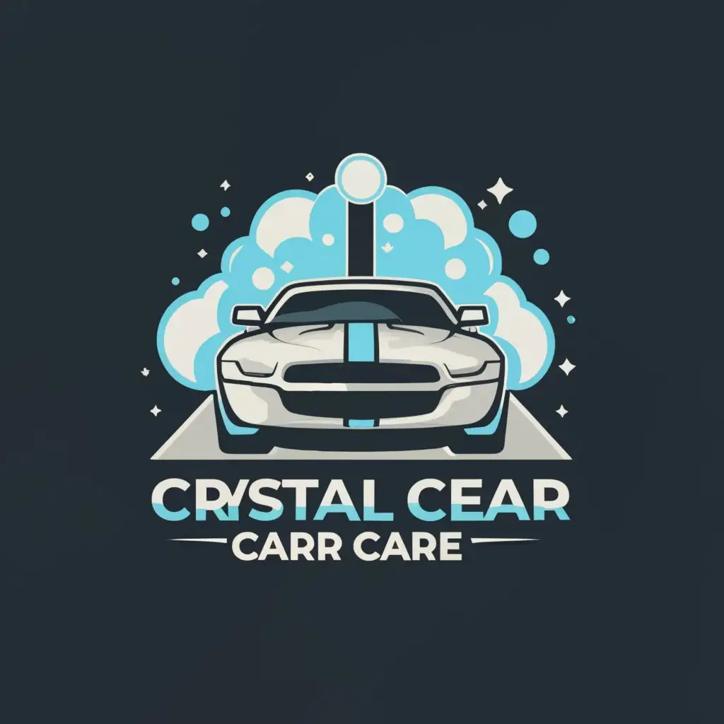LOGO-Design-for-Crystal-Clear-Car-Care-Muscle-Car-with-and-Clear-Reflective-Background