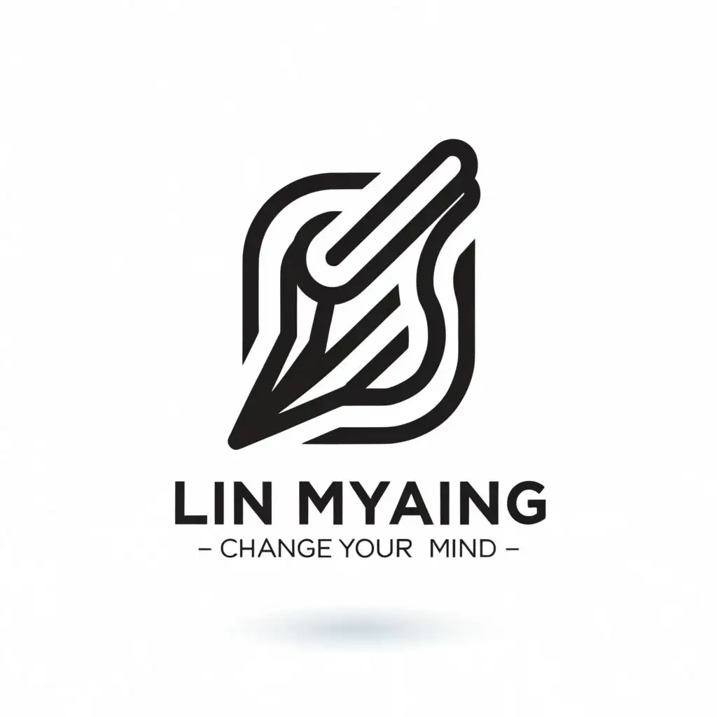 a logo design,with the text "Lin Myaing (change your mind)", main symbol:Including a pen,complex,clear background