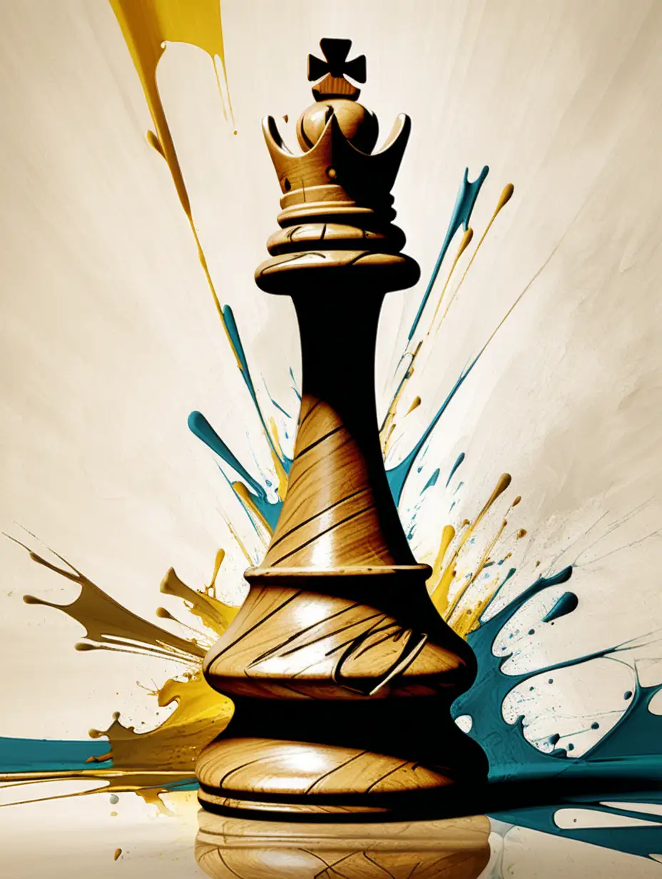Striking Abstract Expressionism King Chess Piece