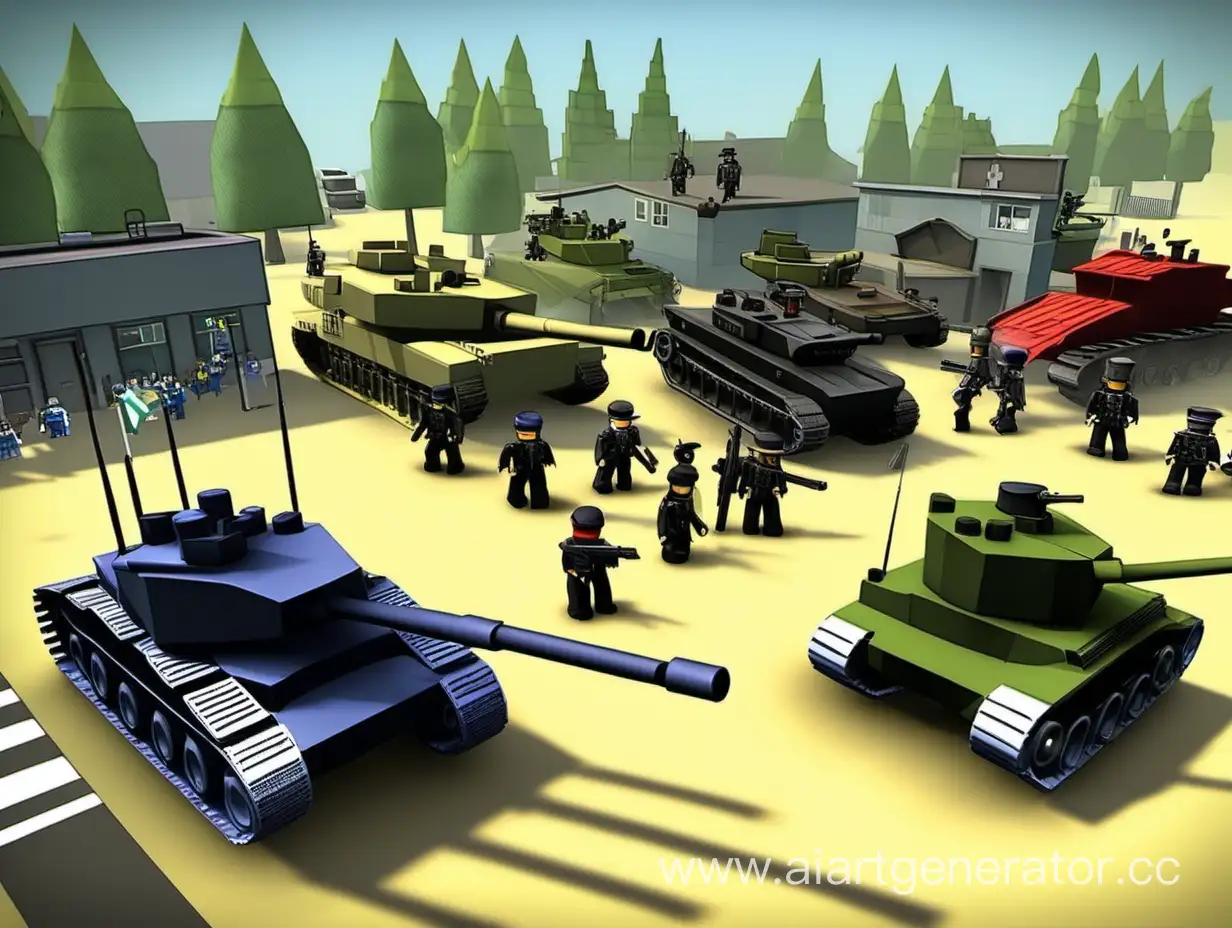 революция в небольшом городке в игре "Roblox", где будут танки, стрелковой оружие и военные грузовики