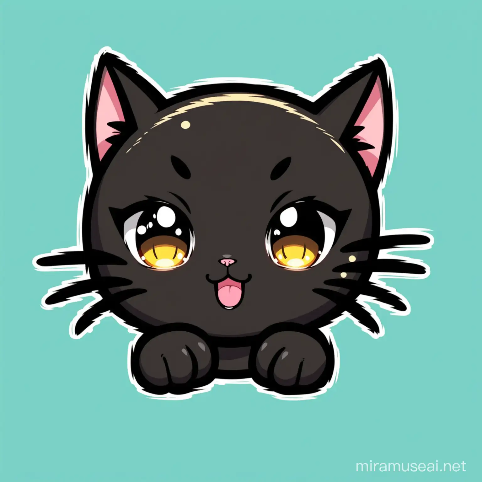 peeker decal, black cat, kawaii, japanese, shiny, edgy
