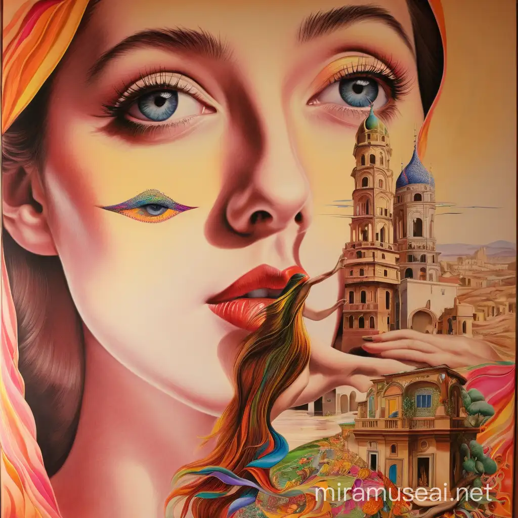 Surrealistic Portrait Vibrant Hope in the Eyes of an 18YearOld Woman