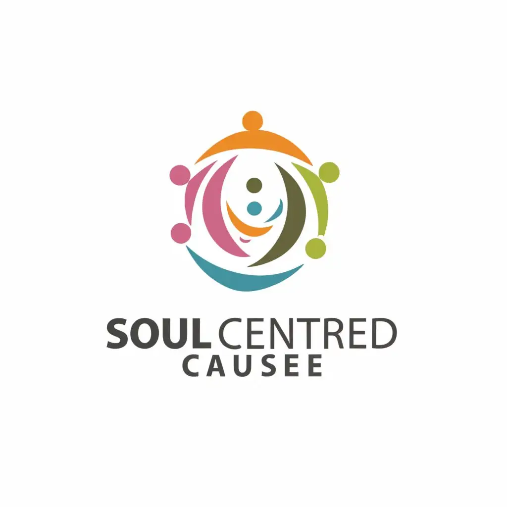 a logo design,with the text "Soul Centered Cause", main symbol:a logo design, main symbol: People holding each other, minimalistic, clear background.,Minimalistic,be used in Nonprofit industry,clear background