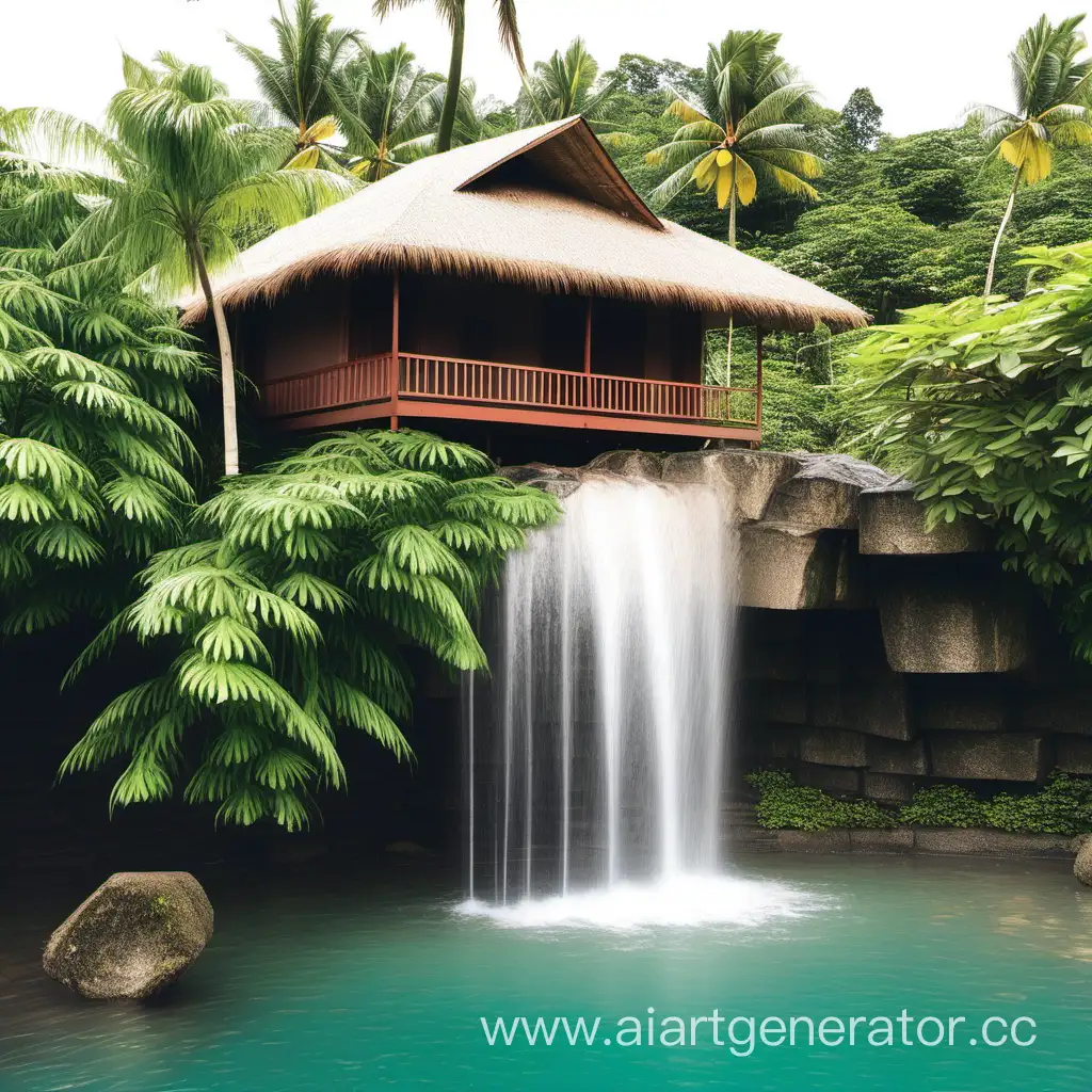 Scenic-Bungalow-Overlooking-a-Tranquil-Waterfall-Nature-Retreat