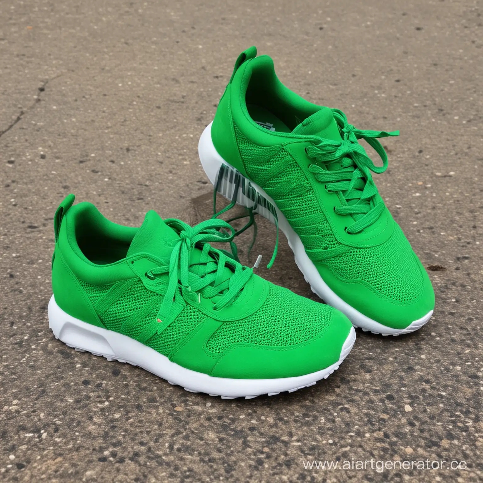 Vibrant-Bright-Green-Sneakers-on-Urban-Sidewalk