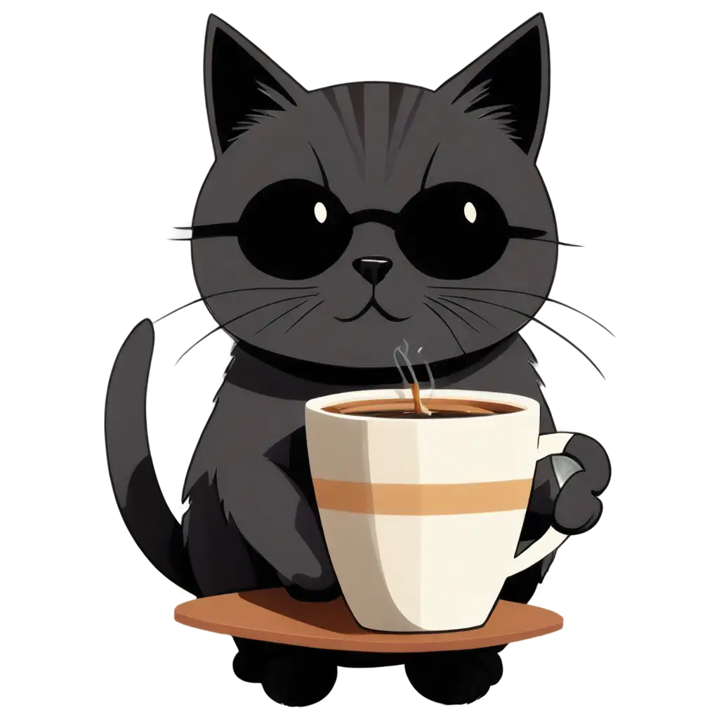 Adorable-PNG-Image-A-Cute-Cat-Enjoying-a-Cup-of-Hot-Coffee