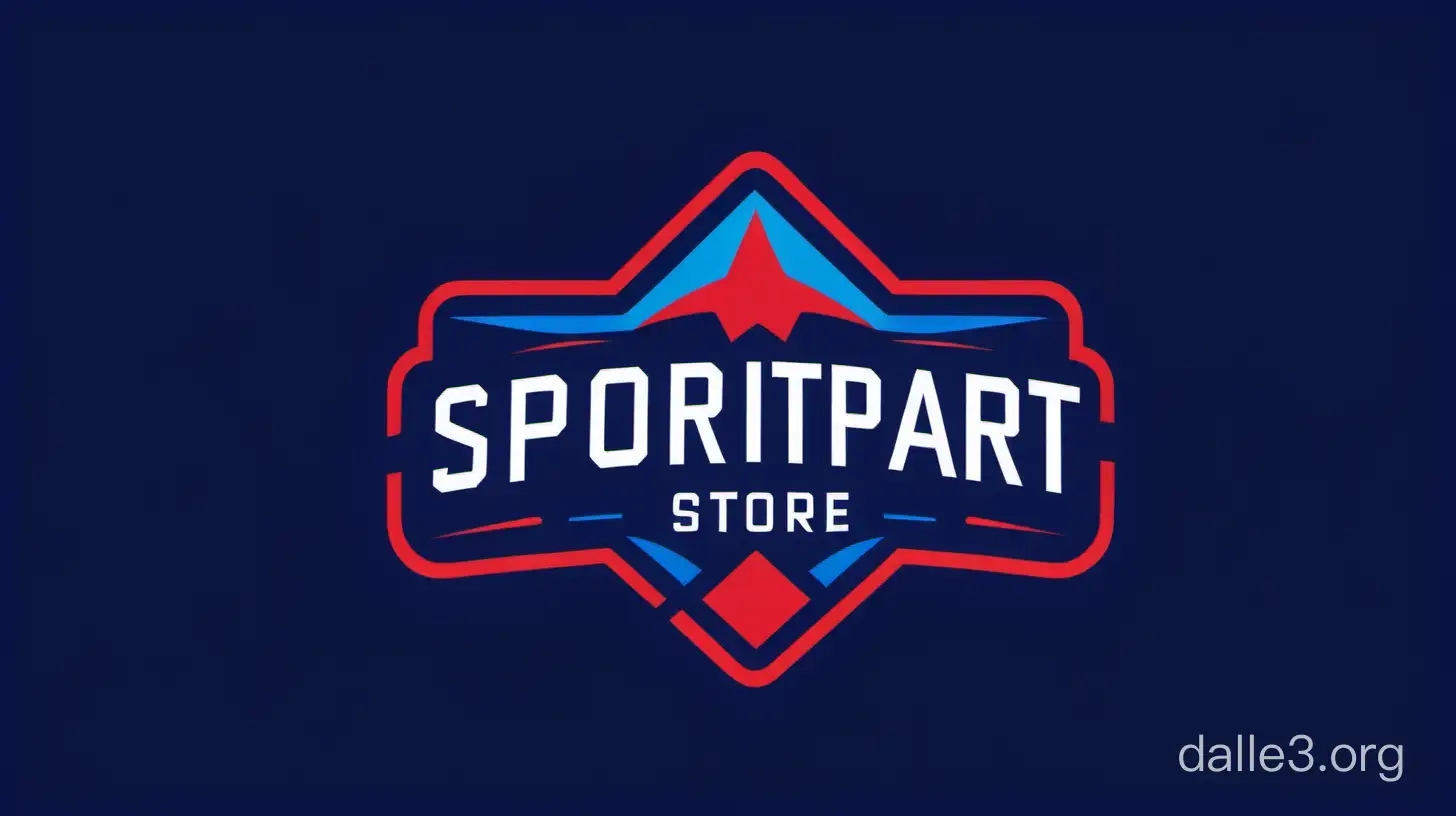Logo for a sportswear store, for young and active people. Colors: blue and red. Style: professional
