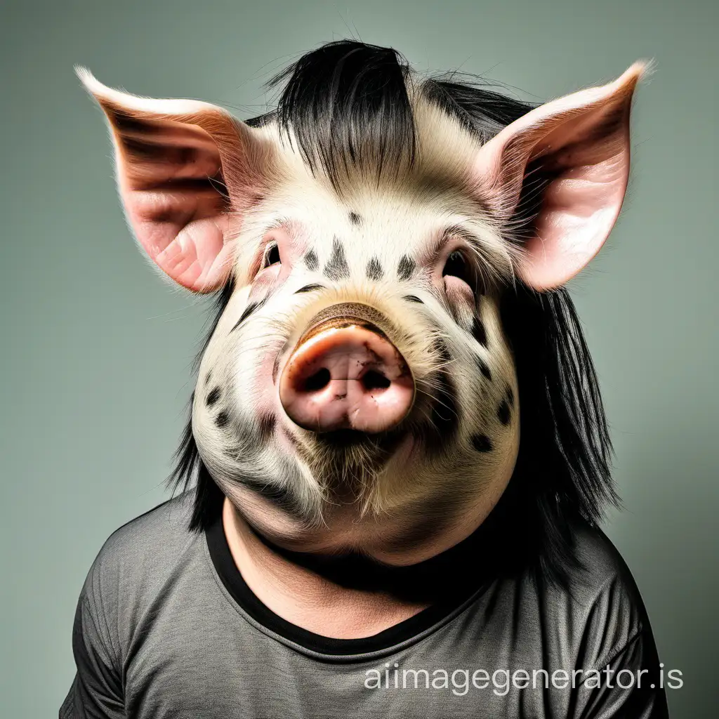 Filipino-Pig-with-Stylish-Mullet-Hair