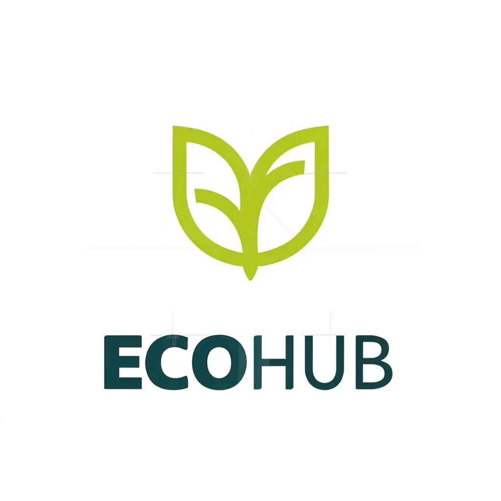 a logo design,with the text "EcoHub", main symbol:Leaf, Nature,Minimalistic,clear background