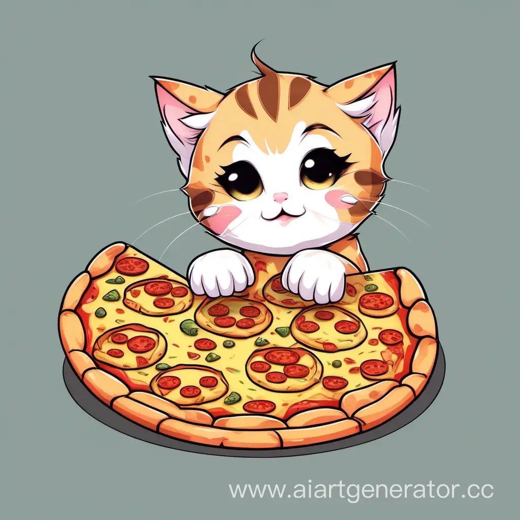 Adorable-Kitten-Purring-with-Pizza-Paws