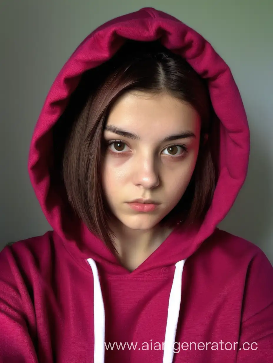 Serious-Teenager-with-Brown-Bob-Haircut-and-Raspberry-Hoodie