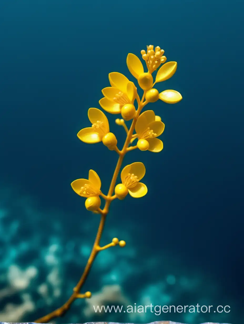 Vibrant-Acacia-Yellow-Flower-Floating-in-Serene-Blue-Water