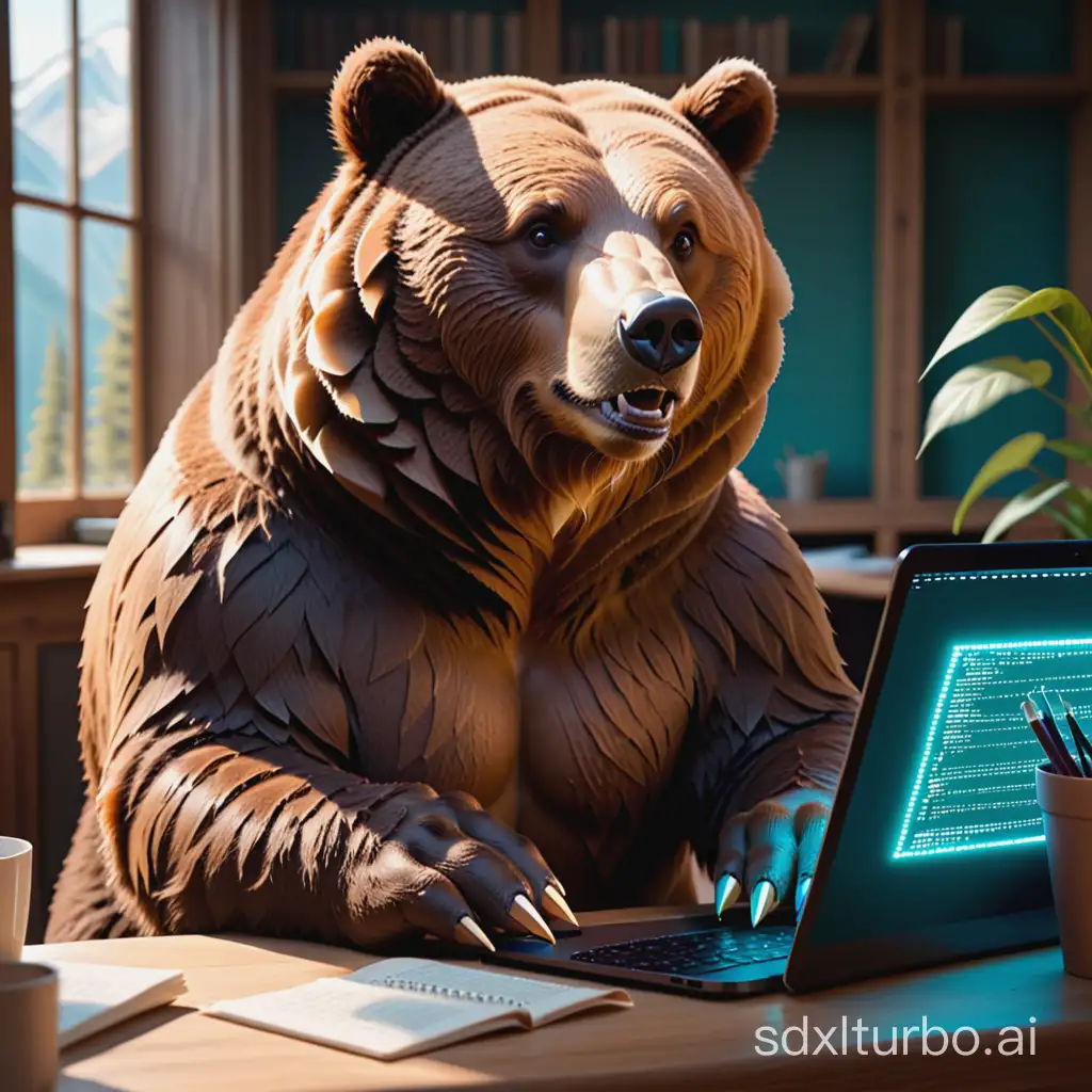 a grizzly bear coding fantasy style