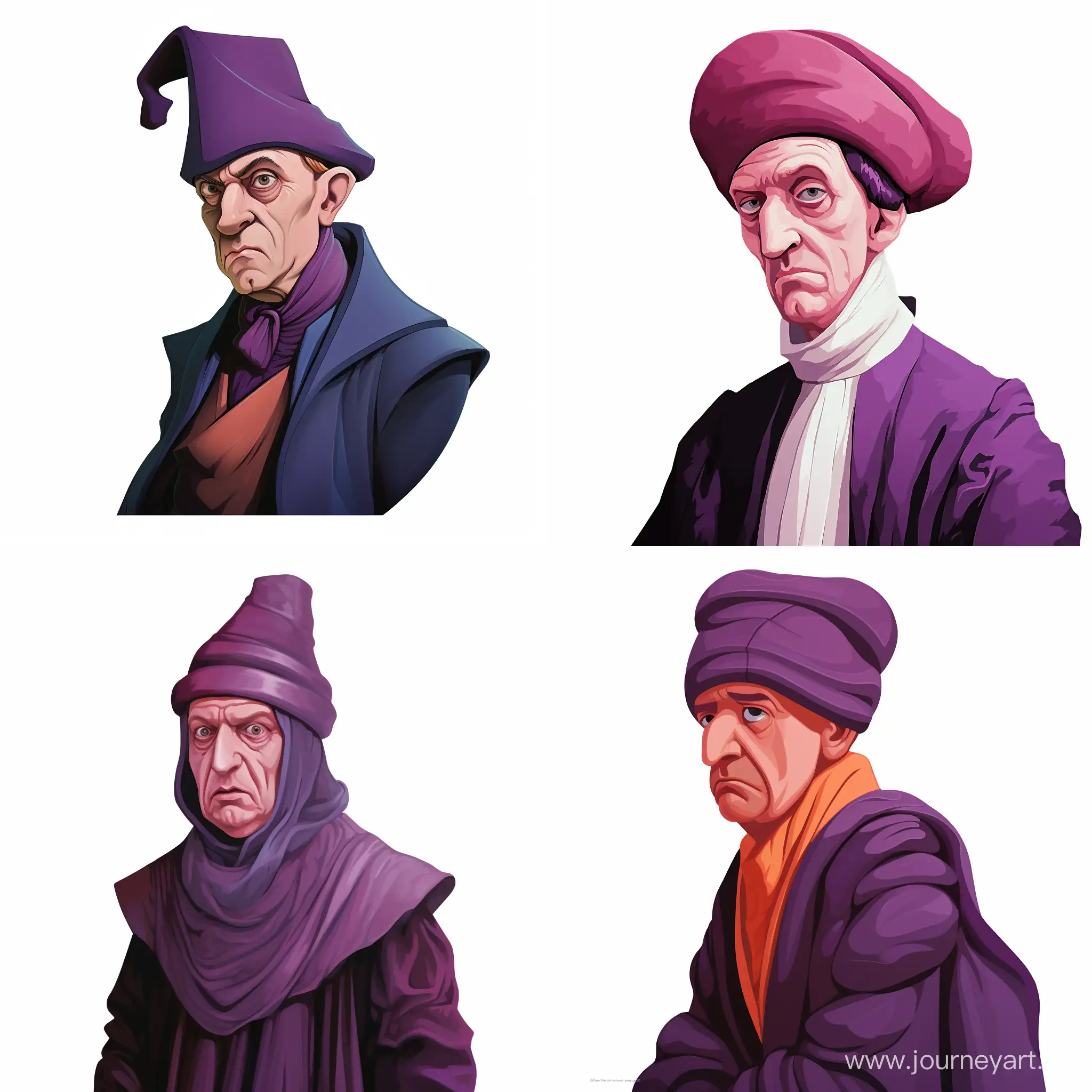 Ian-Hart-Lookalike-Quirrell-in-Cartoon-Style-with-Purple-Turban
