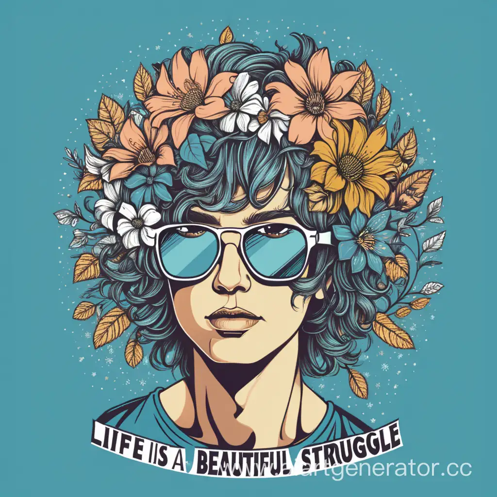 Vector t-shirt design "Life is a beautiful struggle.", style modern, 8k,full uhf