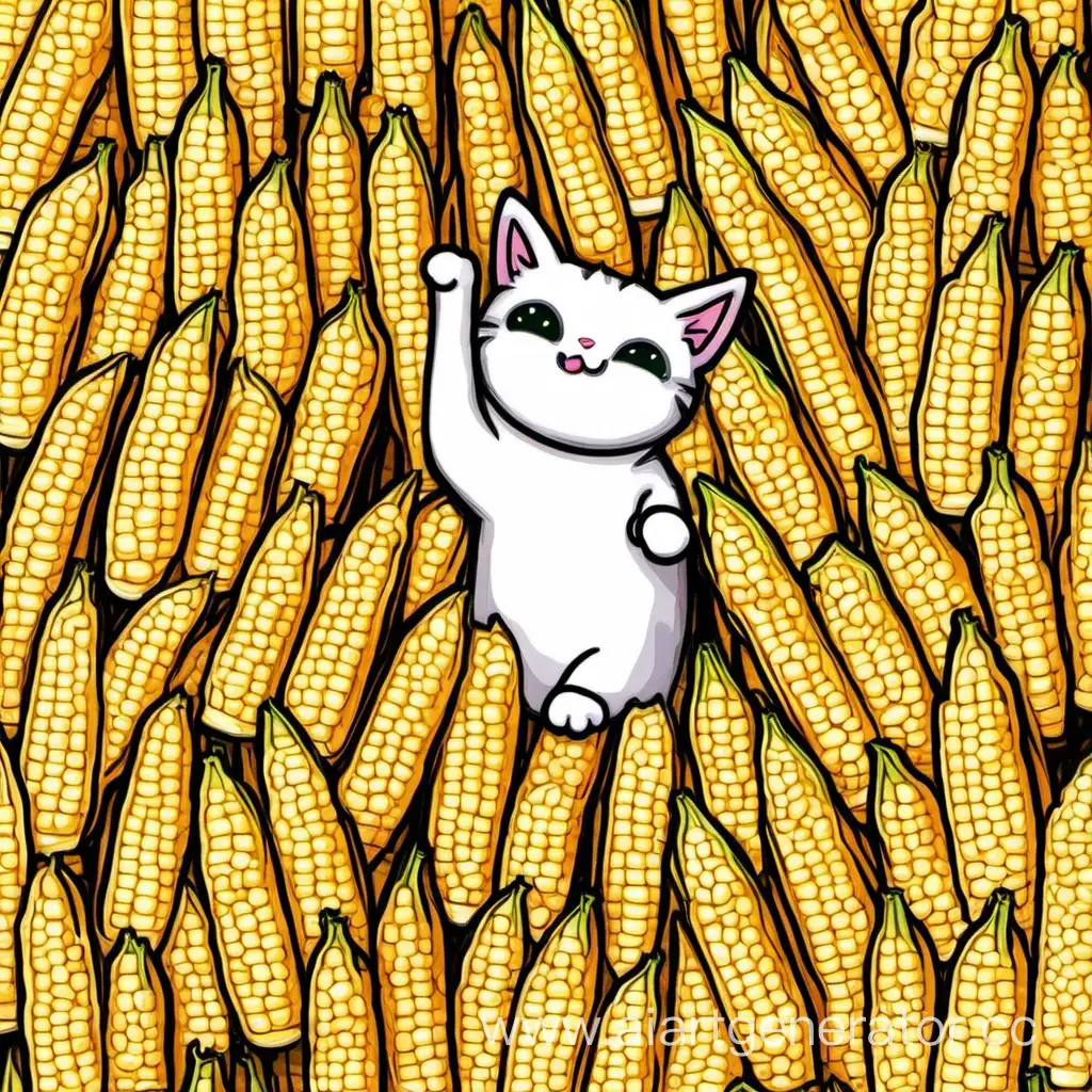Adorable-Cat-Playing-with-a-Corn-Cob