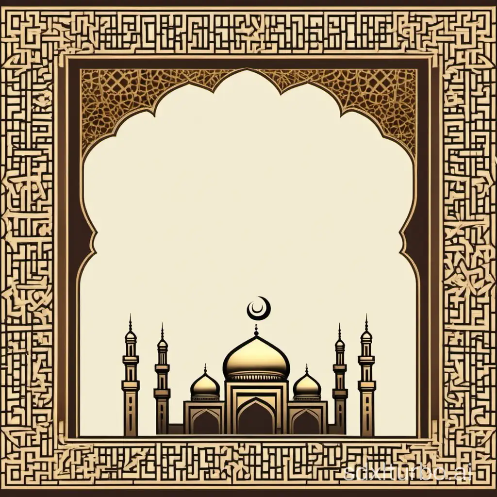 islamic style, frame, let the top of the screen be an empty text board, mosque