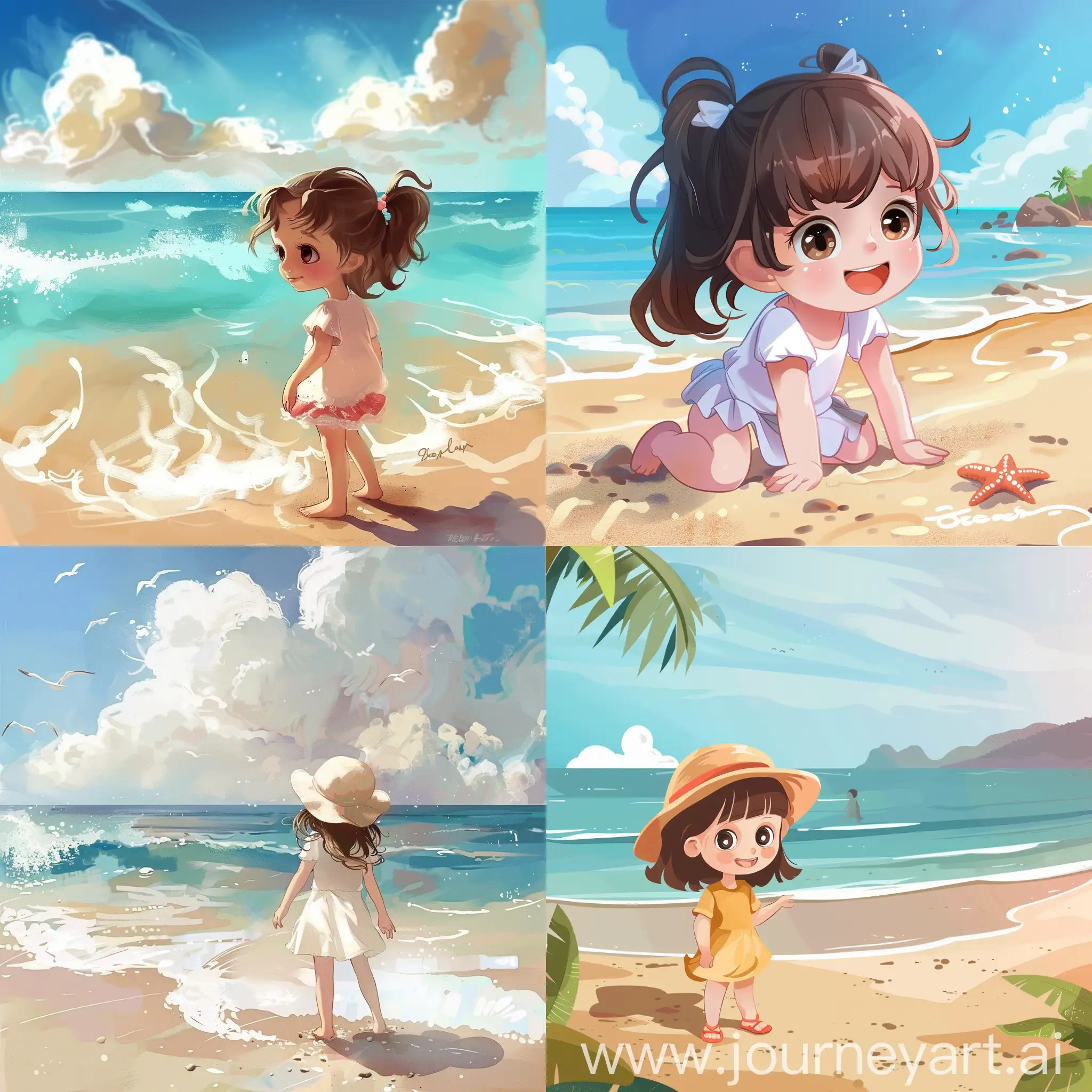 Cartoon-Anime-Beach-Fun-with-Little-Girl