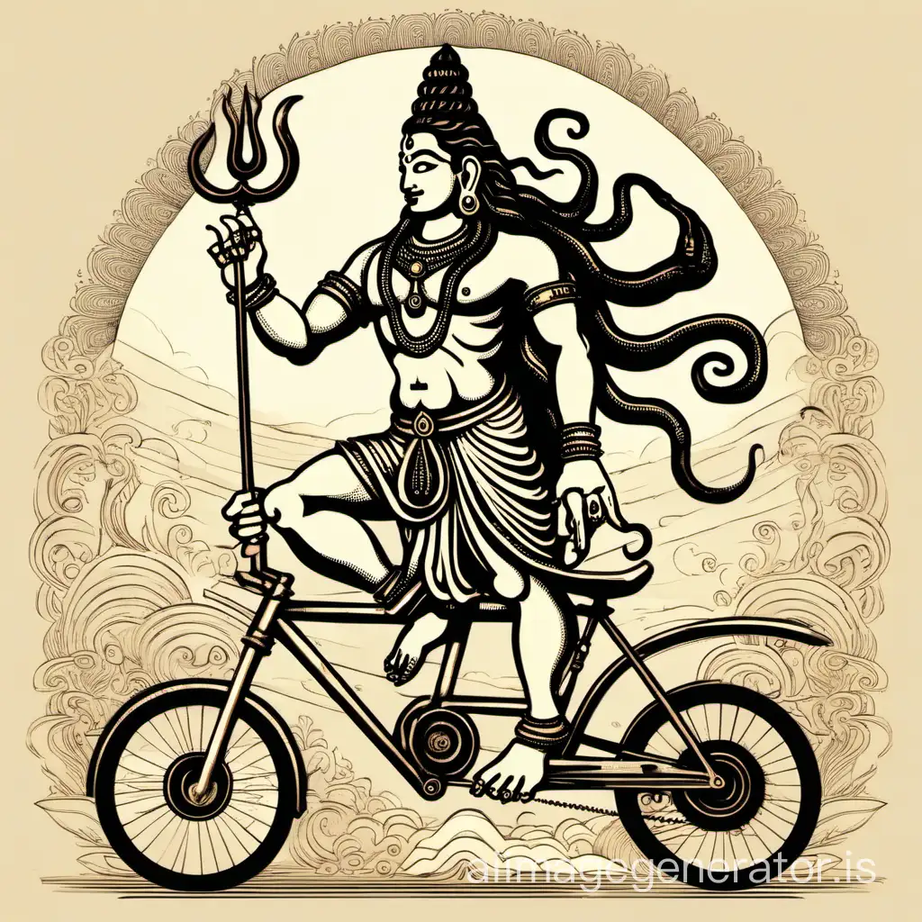 Indian god Shiva riding a bike