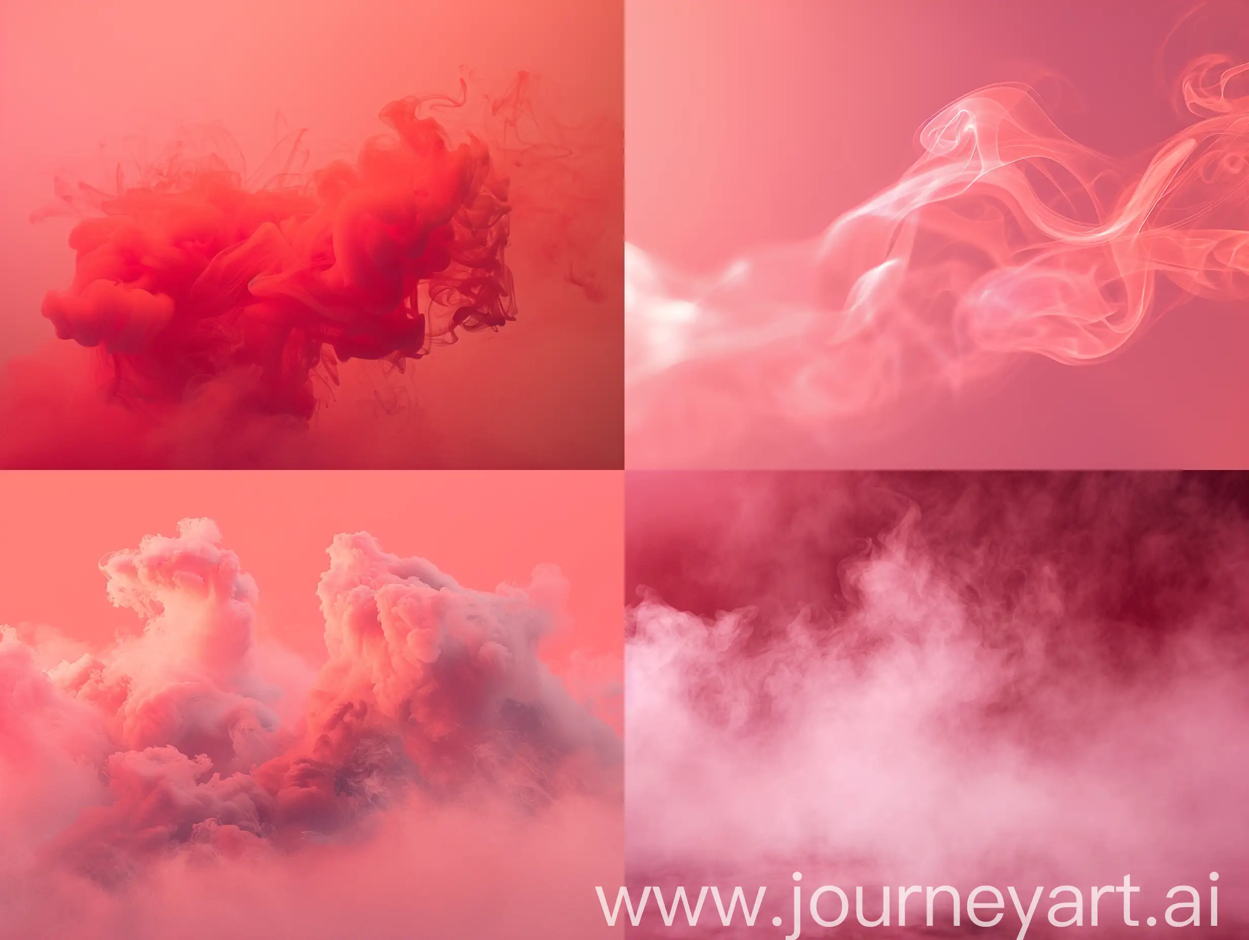 a thick and soft glowing pinkish-red smoke against a pinkish-red background
