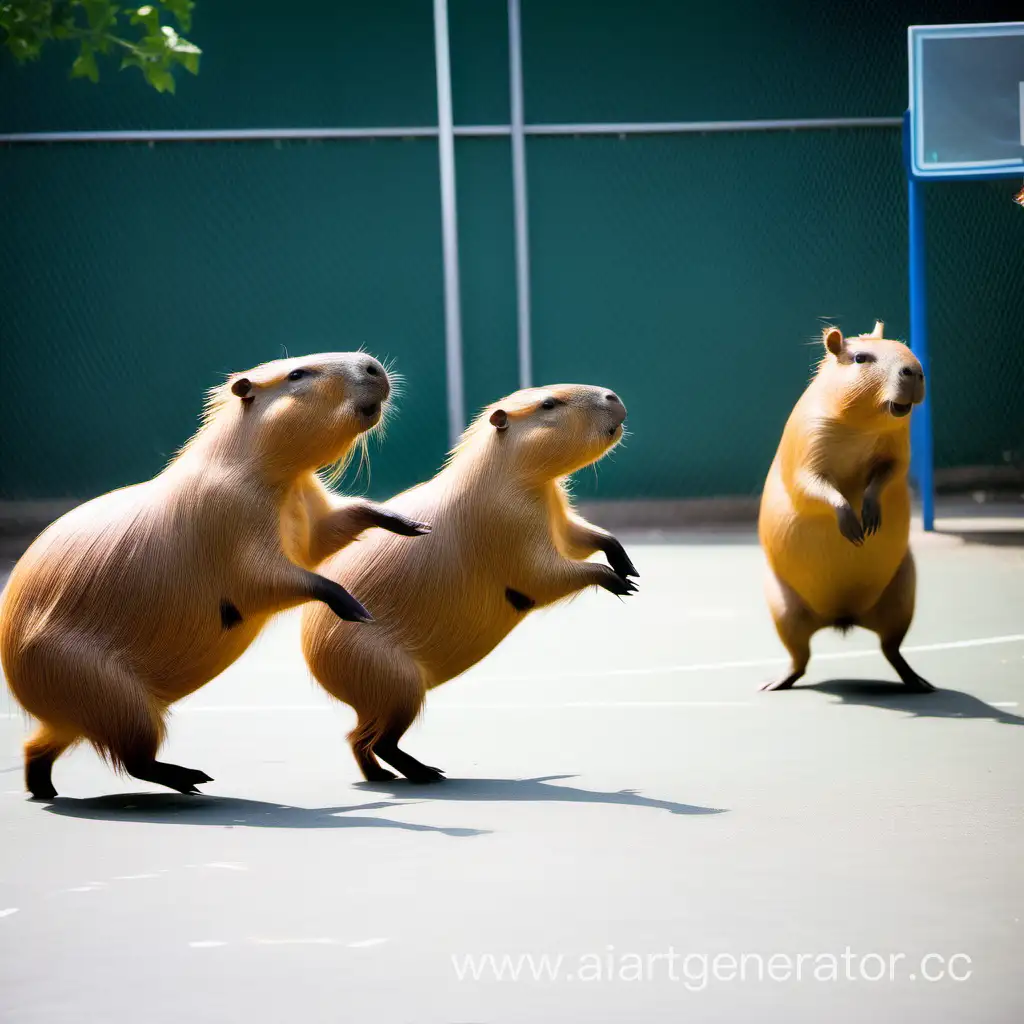 Capybaras-Playing-Basketball-Cute-Rodents-Enjoying-a-Fun-Game