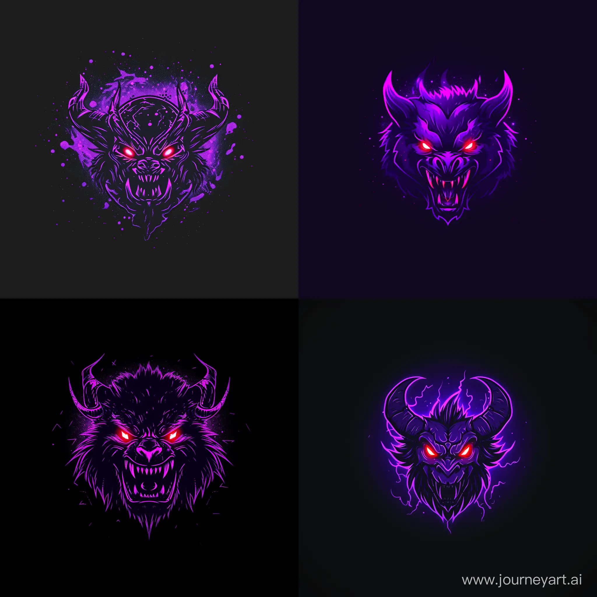 Furious-Cosmic-Monster-Logo-in-AcidPurple-Glow-on-Black-Background