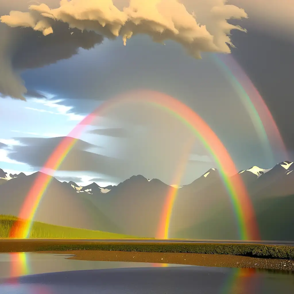 Vibrant Rainbow Over Alaskan Wilderness