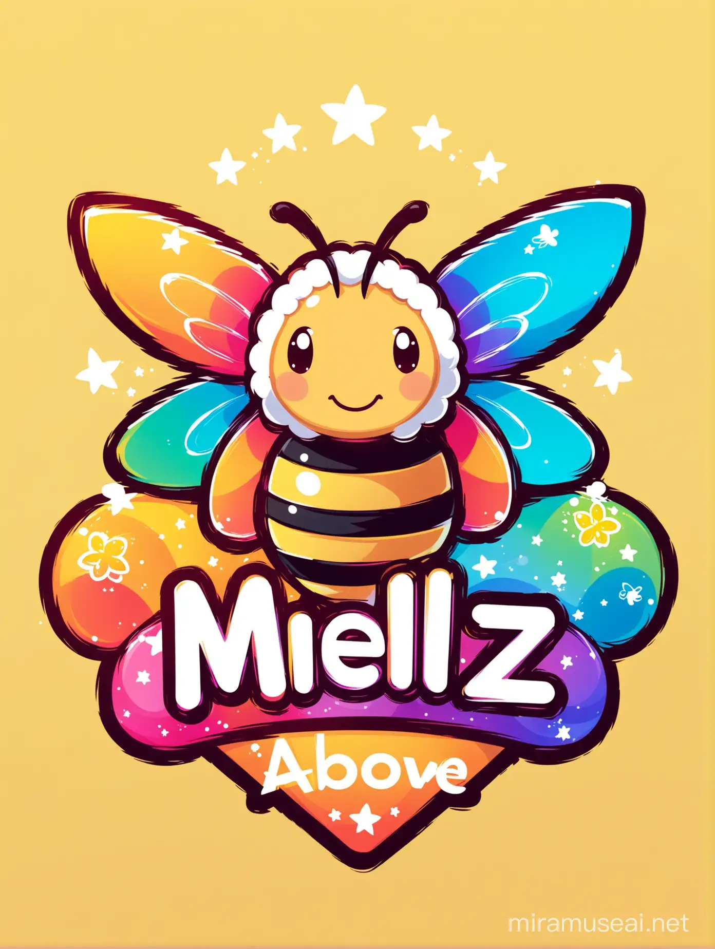 Vibrant Anime Logo Mielz Above with a Playful Bee