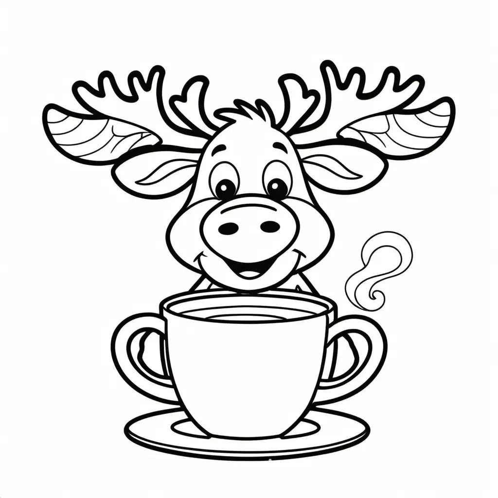 Moose-Drinking-Coffee-Coloring-Page-Relaxing-Black-and-White-Line-Art-for-Kids