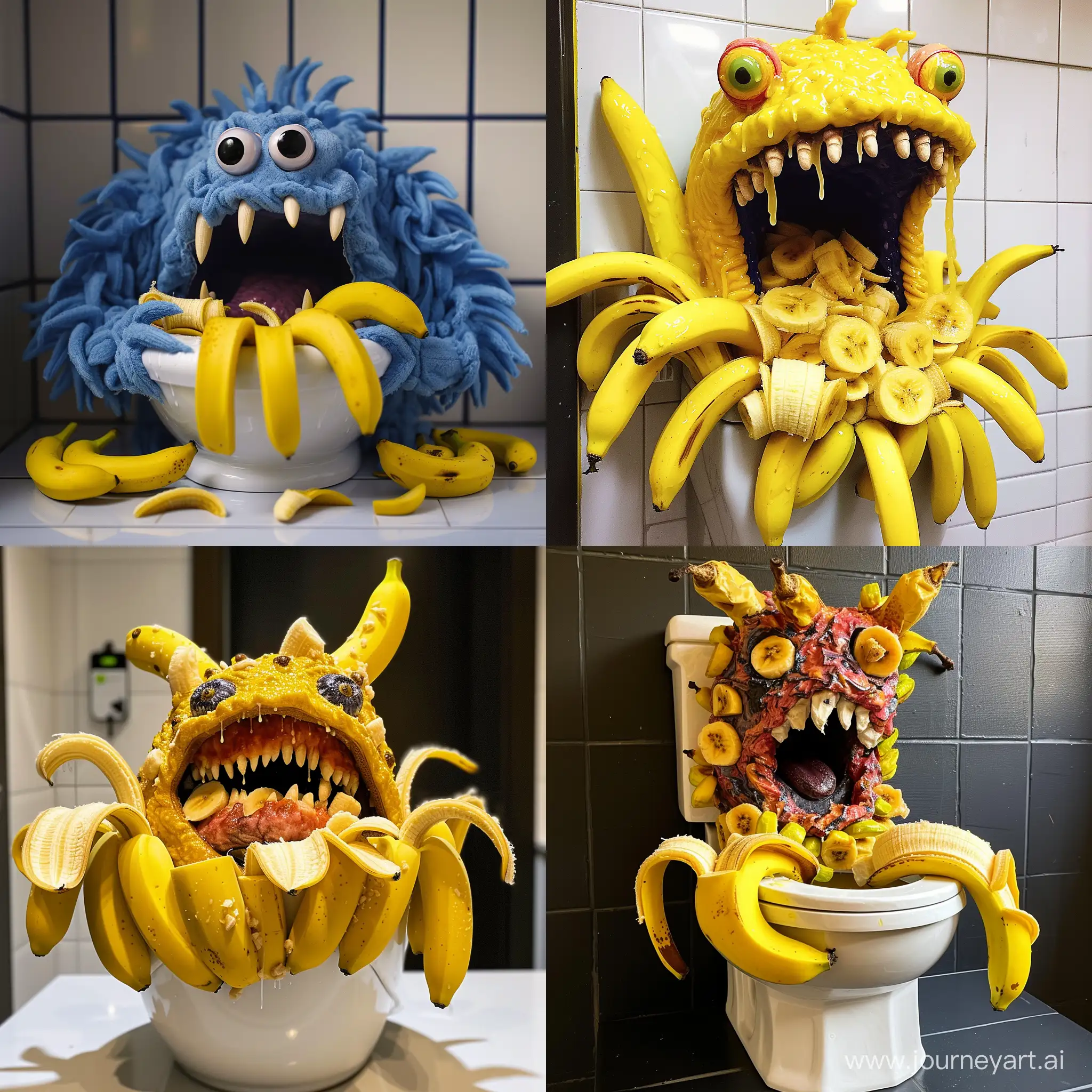Playful-Toilet-Monster-Devours-Bananas