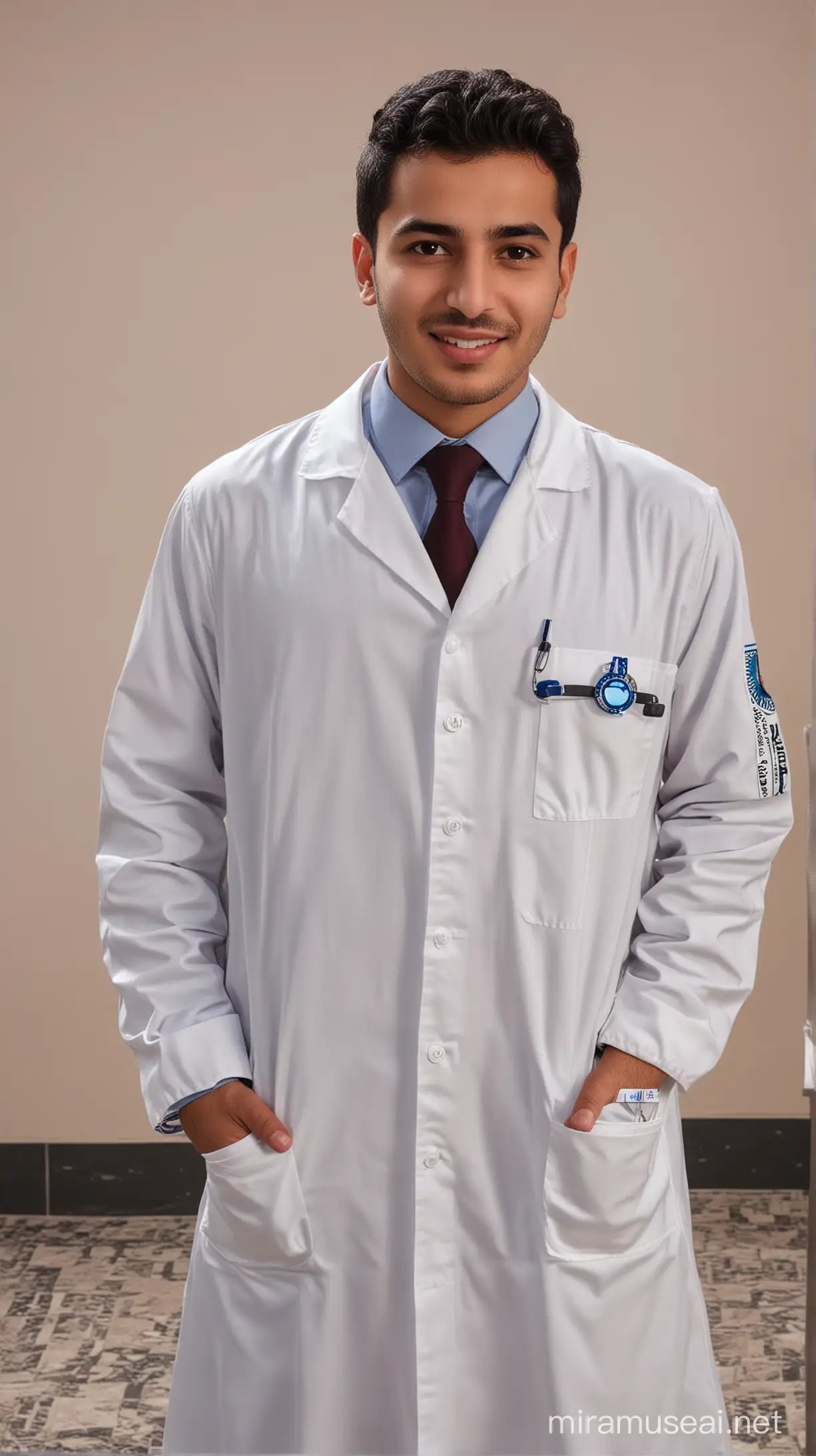 Moroccan Doctor Ahmed Malik in Traditional Attire Providing Medical Care