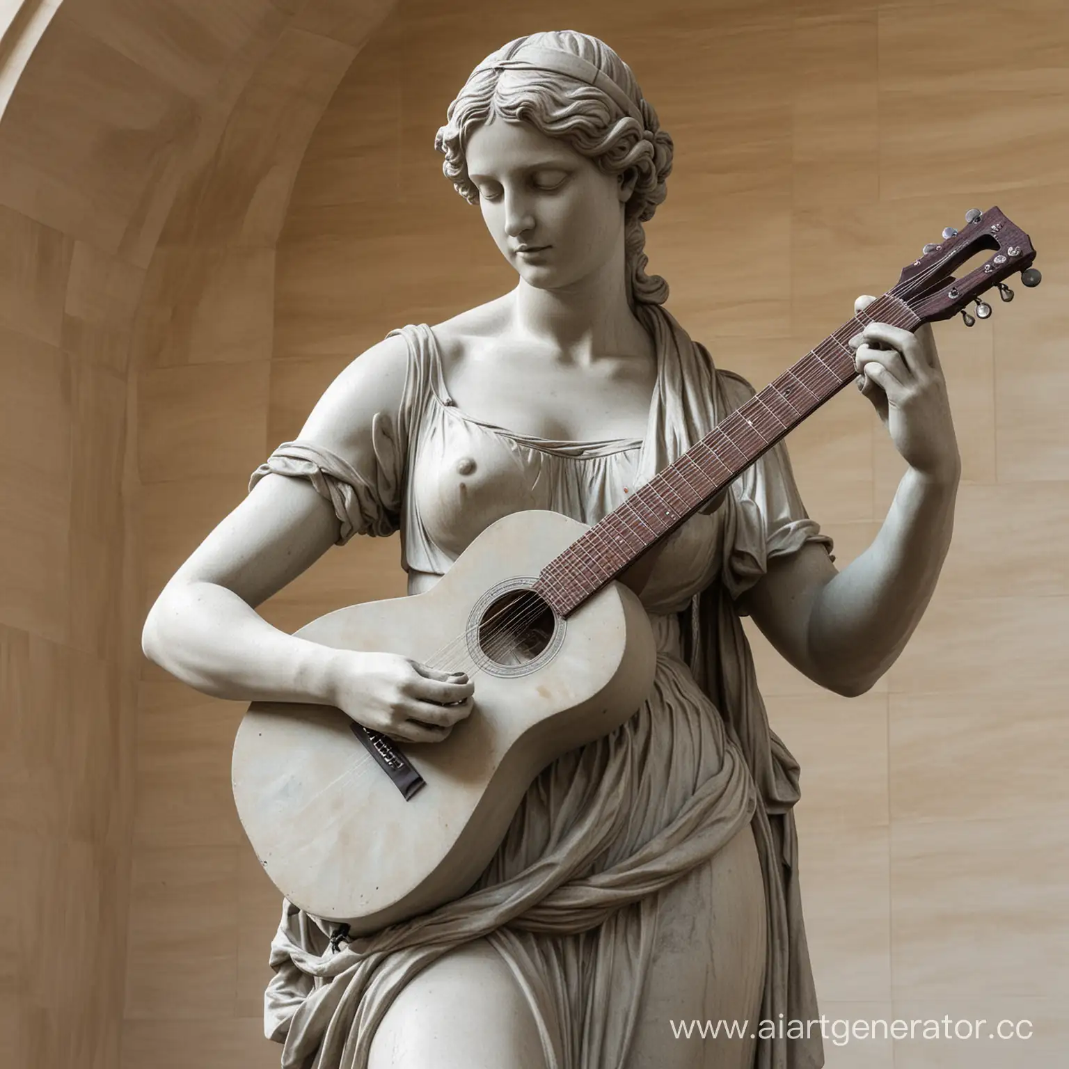 статуя венеры милосской играет на гитаре