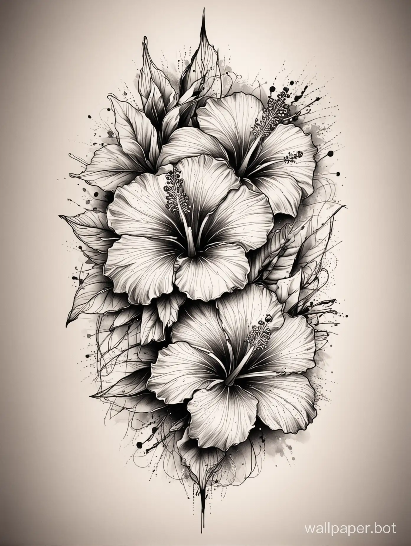 Geometric-Hibiscus-Flower-Arm-Tattoo-Template-Masterpiece-Line-Art-Design