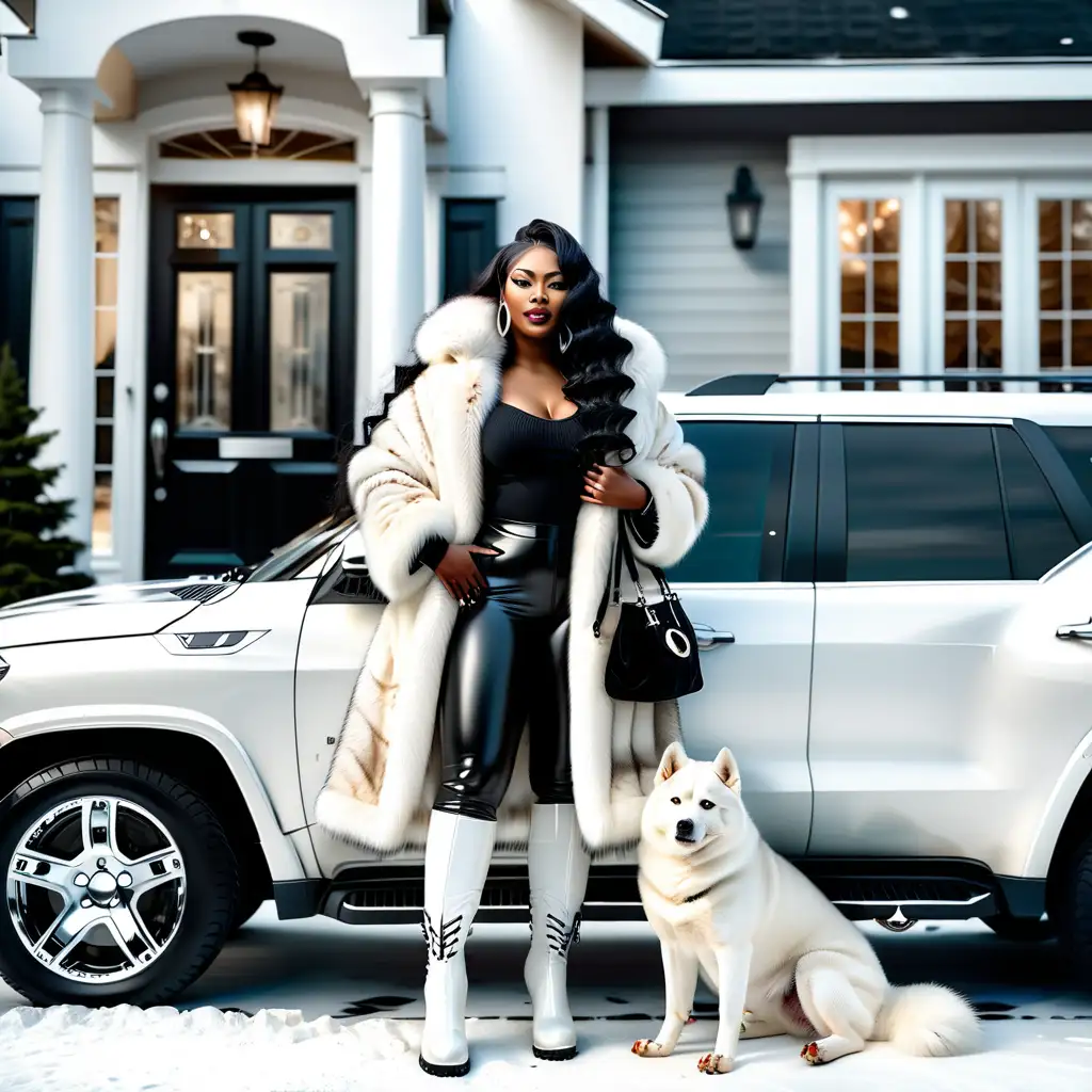 Stylish Black Woman Embracing Winter Luxury in Her Opulent Home