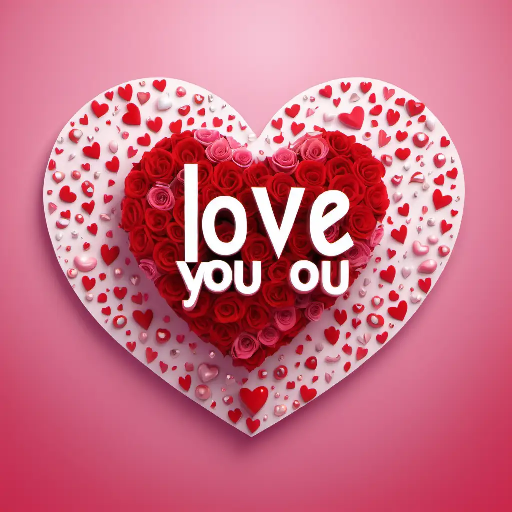 Romantic Valentines I Love You Graphic with Hearts and Roses