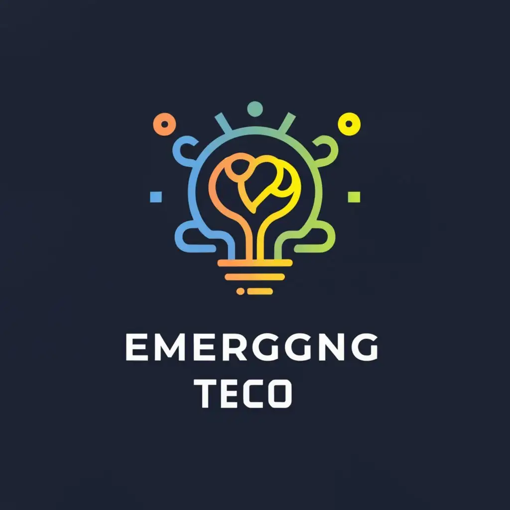 a logo design,with the text "EMERGING TECO", main symbol:LIGHTINING BULB WITH BRAIN,Moderate,be used in Technology industry,clear background