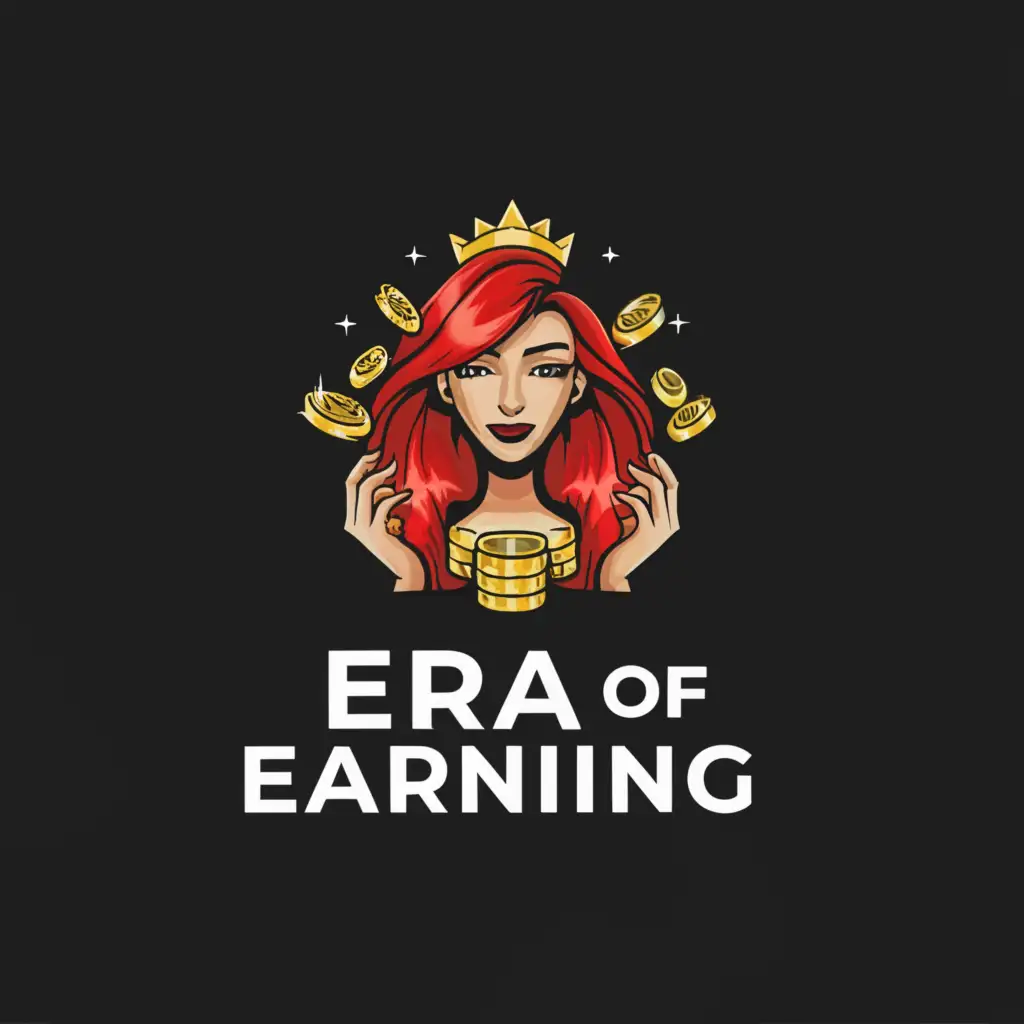 a logo design, with the text 'Era of Earning', main symbol: redhead, money, Moderate, be used in Internet industry, clear background