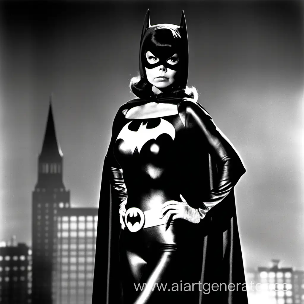 Yvonne Craig as batgirl in a dark night costume
