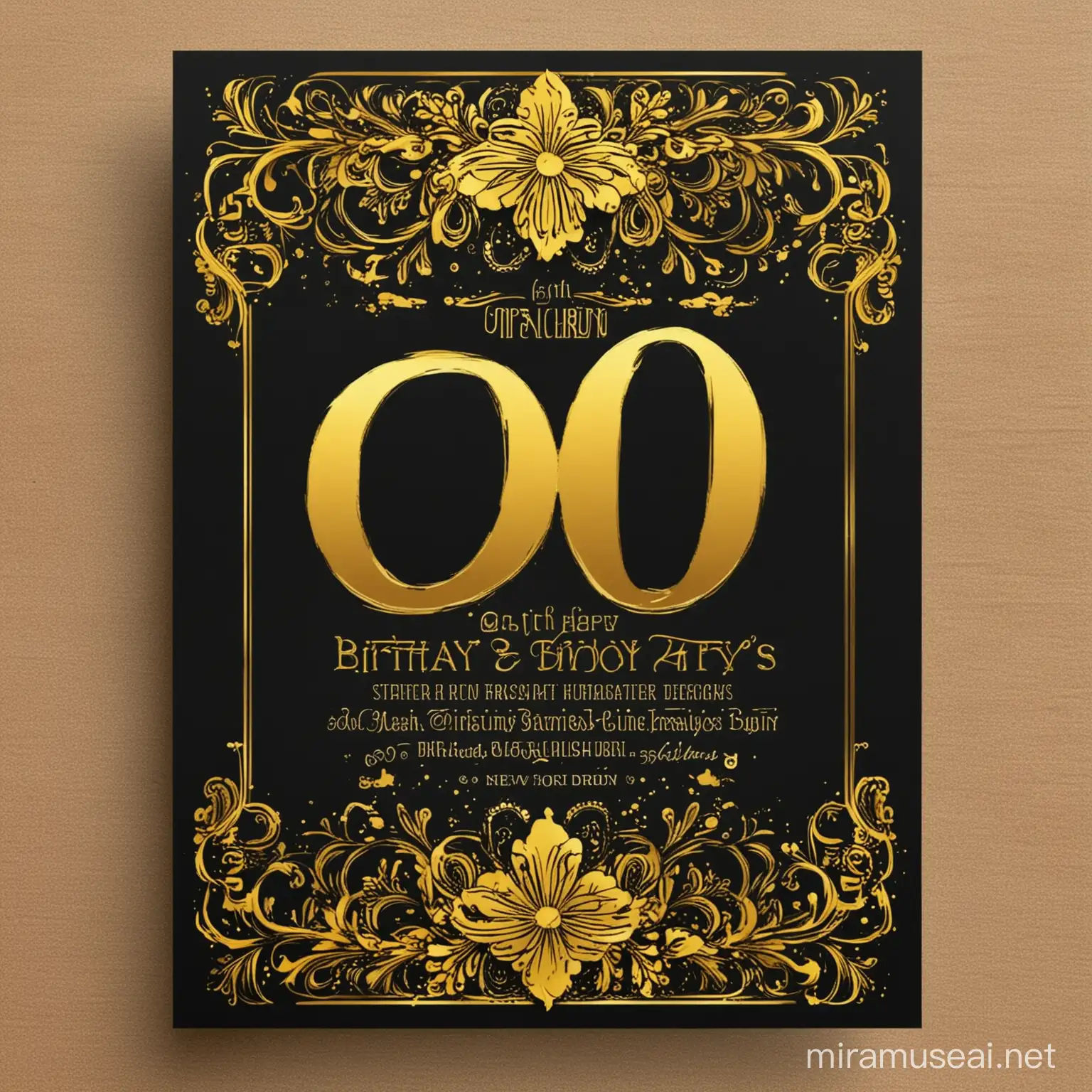 Elegant Black and Yellow 60th Birthday Celebration Invitation Design