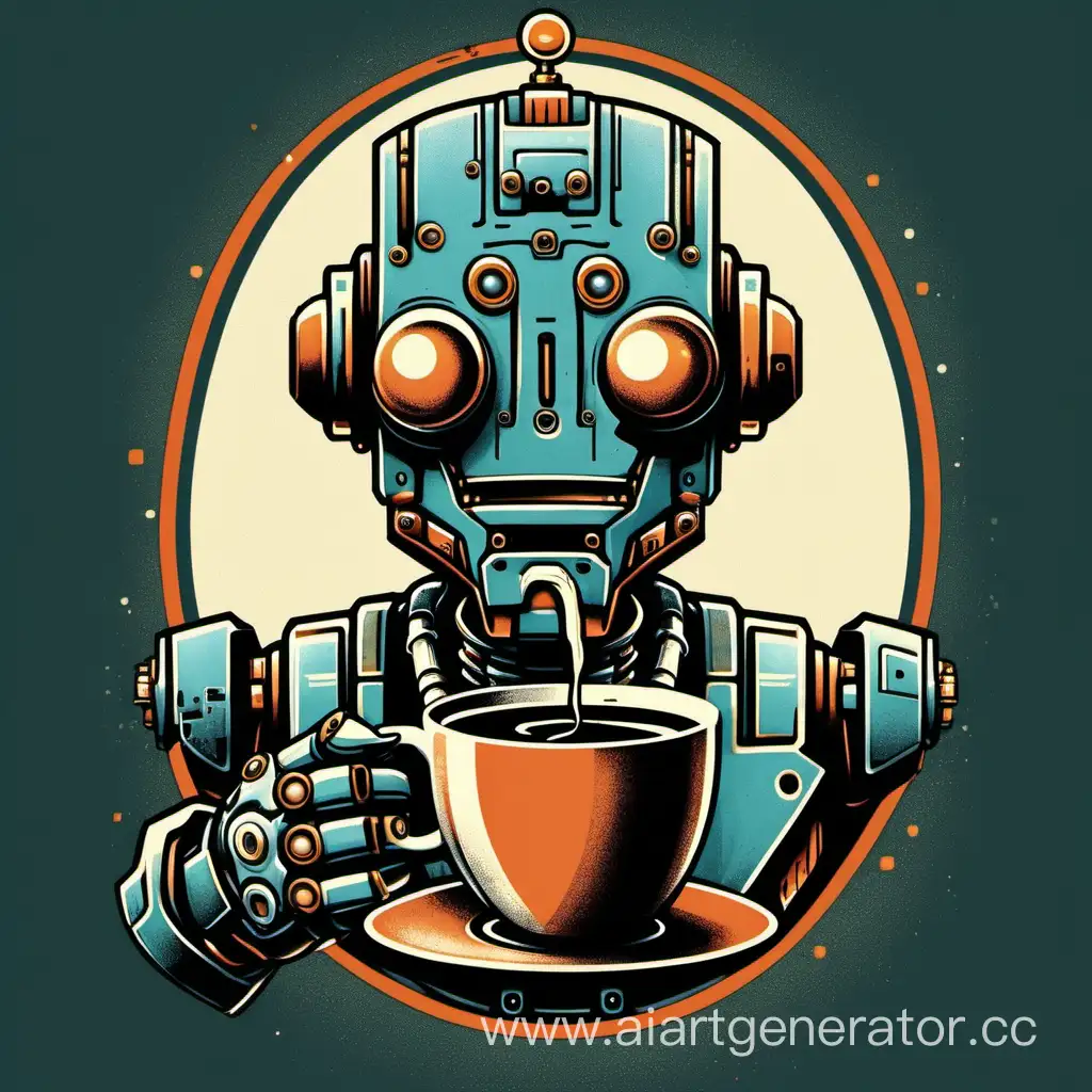 Robotic-Enjoyment-Quirky-TShirt-Design-with-a-CoffeeSipping-Robot